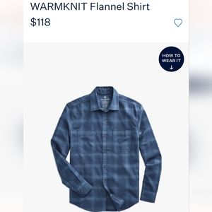 NWOT Mack Weldon Blue Flannel Shirt